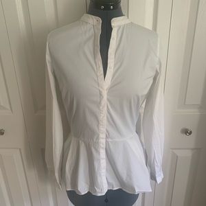 White Zara Basic Peplum Blouse